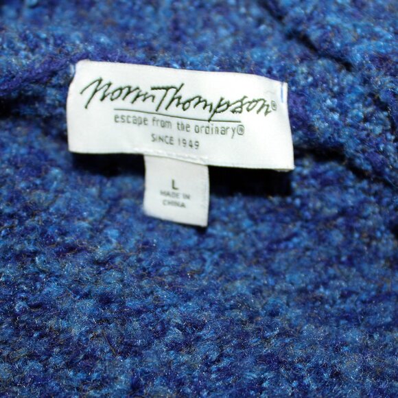 VTG NORM THOMPSON Womens Large Blue Boucle Cardigan Sweater Toggle Boho Cozy 90s - Picture 4 of 4
